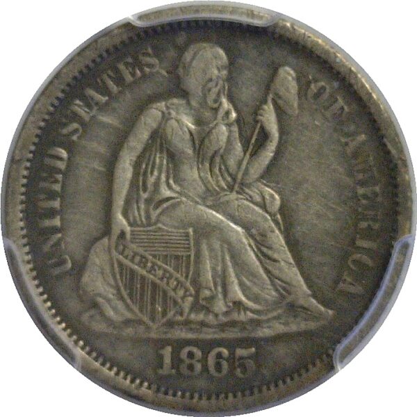 1865-S Seated Liberty Dime. -  PCGS VF-30 - Image 2