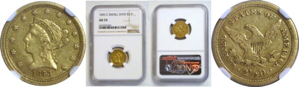 1843-C  $2 1/2 Liberty  -  NGC AU-53