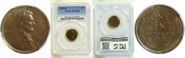 1913-D Lincoln Cent  -  PCGS MS-63 BN