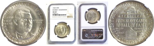 1950-D Booker T. Washington Commemorative Half Dollar. -  NGC MS-66+