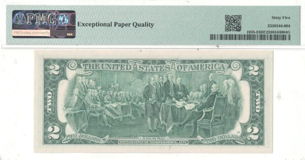 1976 $2 Federal Reserve Note Inverted Overprint Error PMG Gem CU-65 EPQ - Image 3
