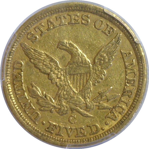 1858-C $5 Liberty  -  PCGS AU-50  CAC - Image 3