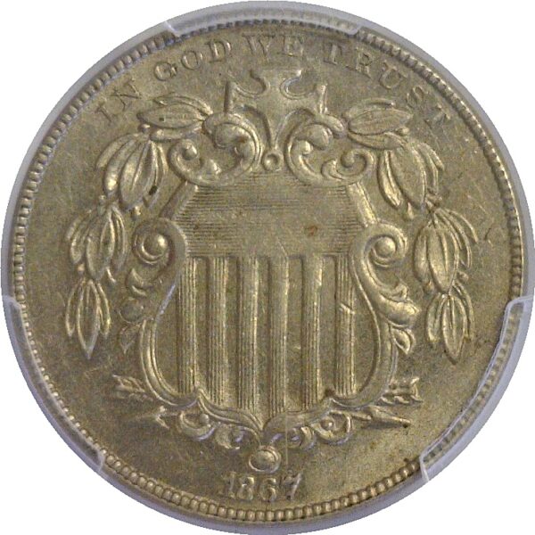 1867 Shield Nickel  -  PCGS AU-58 - Image 2