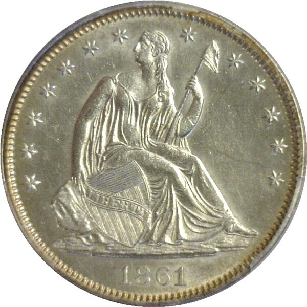 1861 Seated Liberty Half Dollar  -  PCGS AU-58 - Image 2