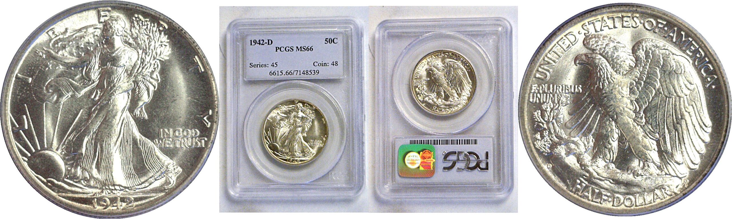 1942-D Walking Liberty Half Dollar   PCGS MS-66