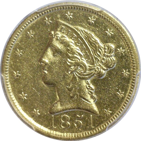 1851-C $5 Liberty  -  PCGS AU-55 - Image 2