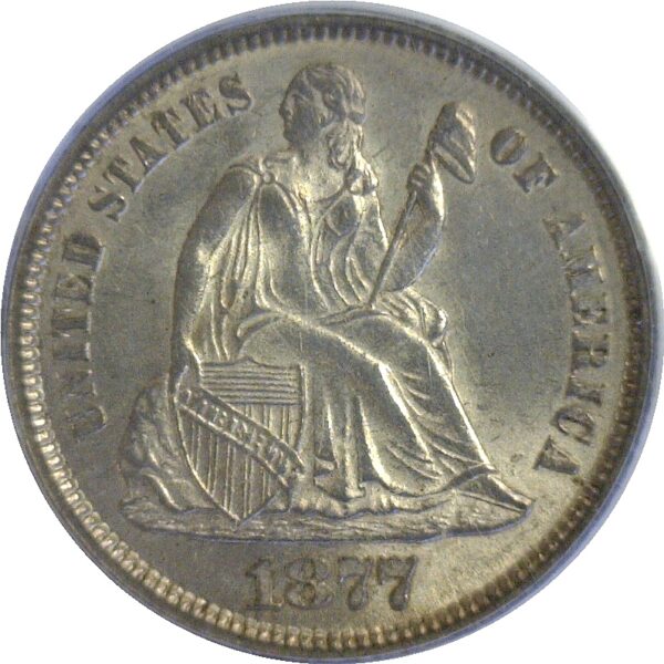 1877-CC Seated Liberty Dime  -  PCGS AU-58 - Image 2