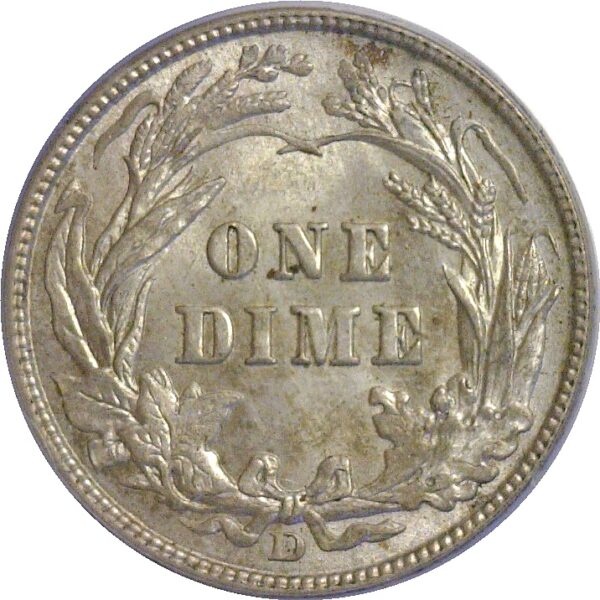 1910-D Barber Dime  -  PCG MS-63 - Image 3