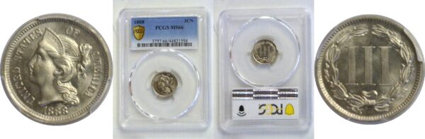 1888 Nickel Three Cent  -  PCGS MS-66