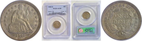 1842-O Seated Liberty Dime. -  PCGS AU-50