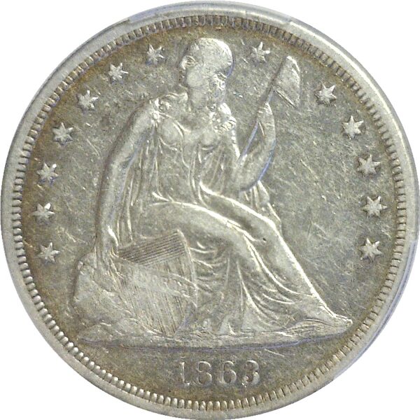 1863 Seated Liberty Dollar  -  PCGS VF-30 - Image 2