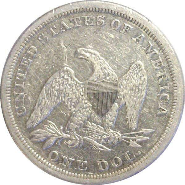 1863 Seated Liberty Dollar  -  PCGS VF-30 - Image 3