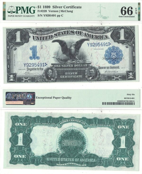 1899 $1 Silver Certificate Fr-229 PMG Gem CU-66 EPQ