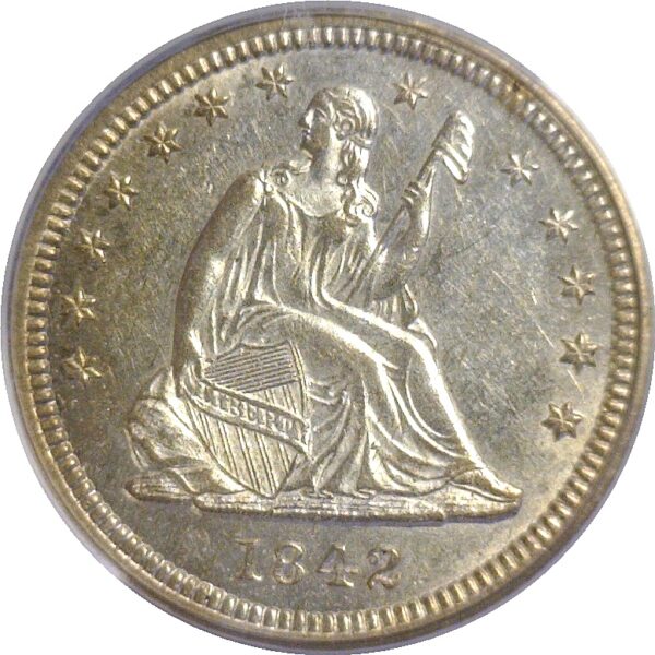 1842-O Seated Liberty Quarter  -  PCGS AU-58 - Image 2