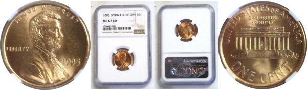 1995 Doubled Die Obv.  Lincoln Cent  -  NGC MS-67 RD