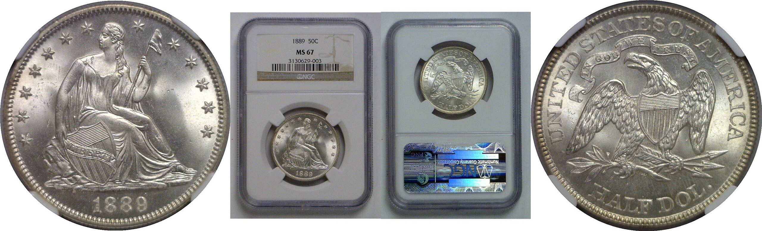 1889 Seated Liberty Half Dollar    NGC MS-67