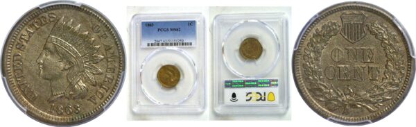 1863 Indian Head Cent  -  PCGS MS-62