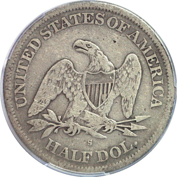 1866-S No Motto. Seated Liberty Half Dollar  -  PCGS F-15 - Image 3