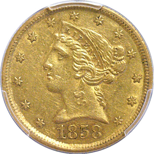 1858-C $5 Liberty  -  PCGS XF-45 - Image 2