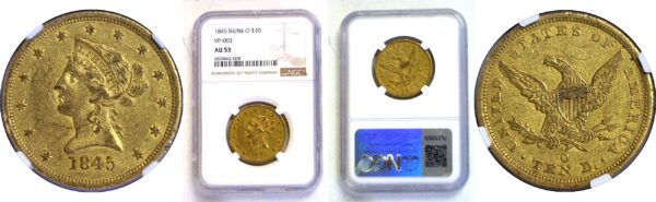 1845-O 84/84.  $10 Liberty  -  NGC AU-53