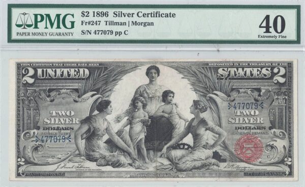 1896 $2 Silver Certificate Fr-247 PMG XF-40 - Image 2