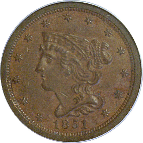 1851 Half Cent  -  PCGS MS-62 BN - Image 2