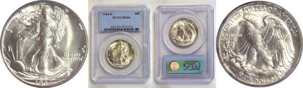 1944-D Walking Liberty Half Dollar  -  PCGS MS-66