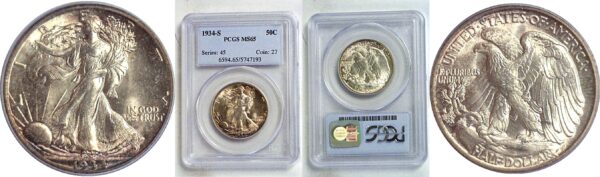 1934-S Walking Liberty Half Dollar. -  PCGS MS-65