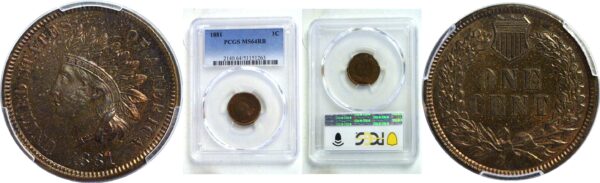 1881 Indian Head Cent  -  PCGS MS-64 RB