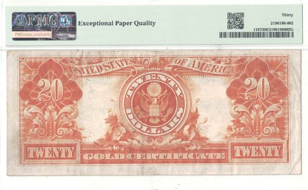 1922 $20 Gold Certificate Fr-1187 PMG VF-30 EPQ - Image 3