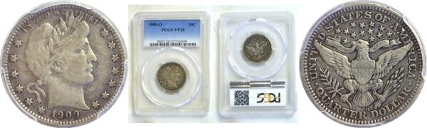 1909-O Barber Quarter. -  PCGS VF-20