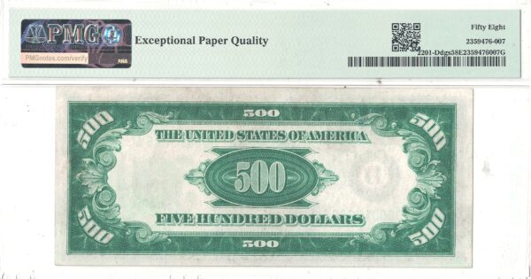 1934 $500 Federal Reserve Note Fr-2201-D PMG AU-58 EPQ - Image 3