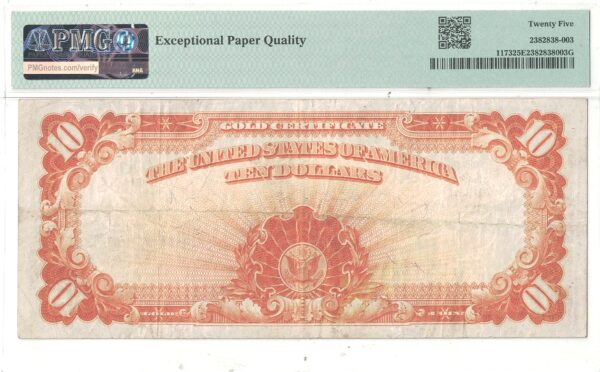 1922 $10 Gold Certificate Fr-1173 PMG VF-25 EPQ - Image 3