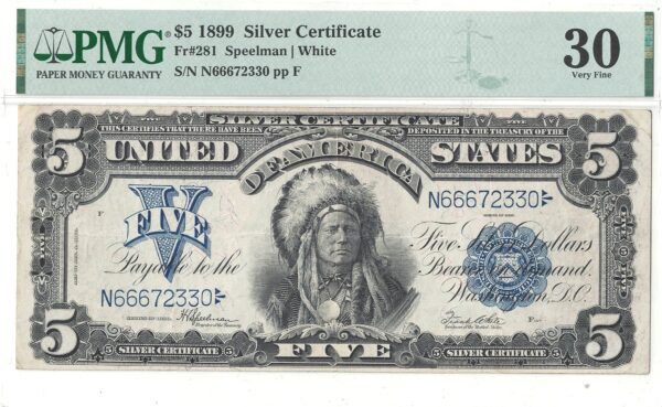 1899 $5 Silver Certificate Fr-281 PMG-30 - Image 2