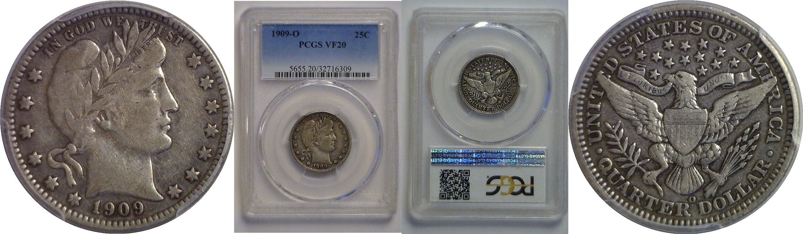 1909-O Barber Quarter   PCGS VF-20