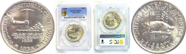 1936 Wisconsin Commemorative Half Dollar  -  PCGS MS-65+