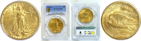 1925-S $20 St. Gaudens. -  PCGS AU-58