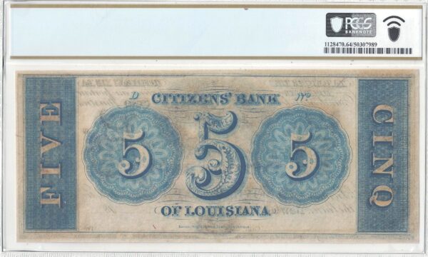 1850'-60's $5 New Orleans, Louisiana PCGS Choice UNC-64 - Image 3