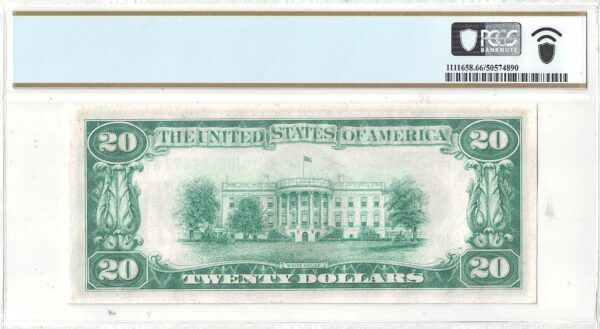 1928 $20 Federal Reserve Note Fr-2050-J PCGS Gem CU-66 PPQ - Image 3