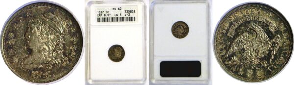 1837 Bust Half Dime  -  ANACS MS-62