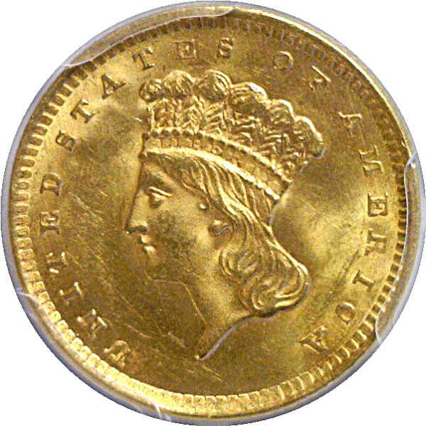 1856 One Dollar Gold Coin  -  PCGS MS-64 - Image 2