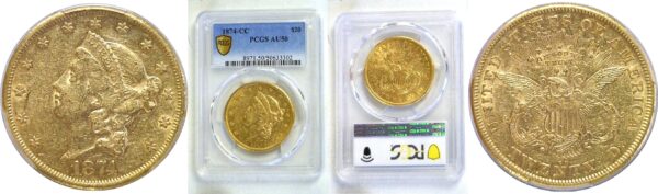 1874-CC $20 Liberty  -  PCGS AU-50