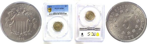 1874 Shield Nickel  -  PCGS MS-66