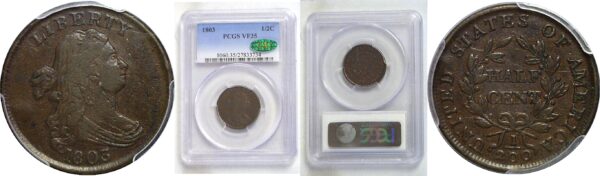 1803 Half Cent. -  PCGS VF-35.  CAC