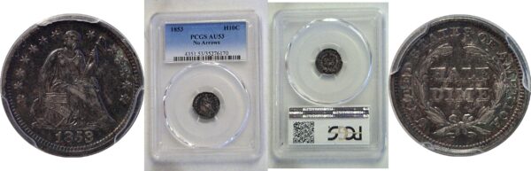 1853 Seated Liberty Half Dime. -  PCGS AU-53