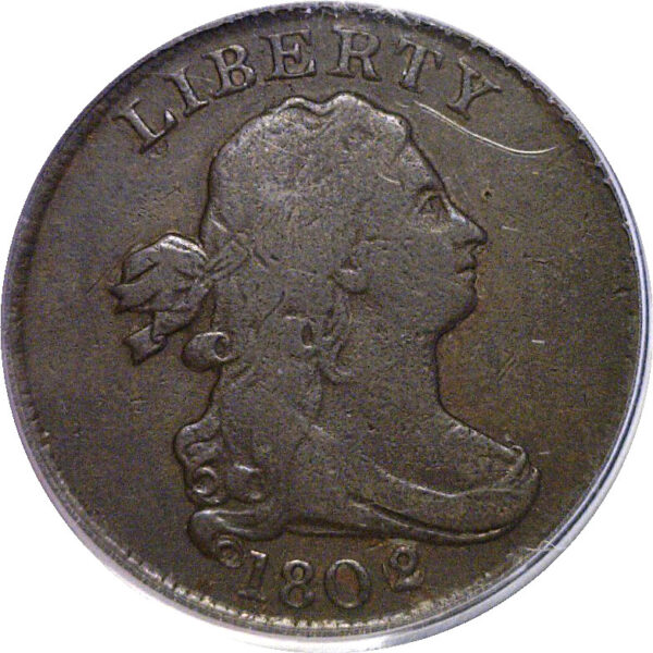 1802/0 Half Cent  - PCGS  F-15.  CAC - Image 2