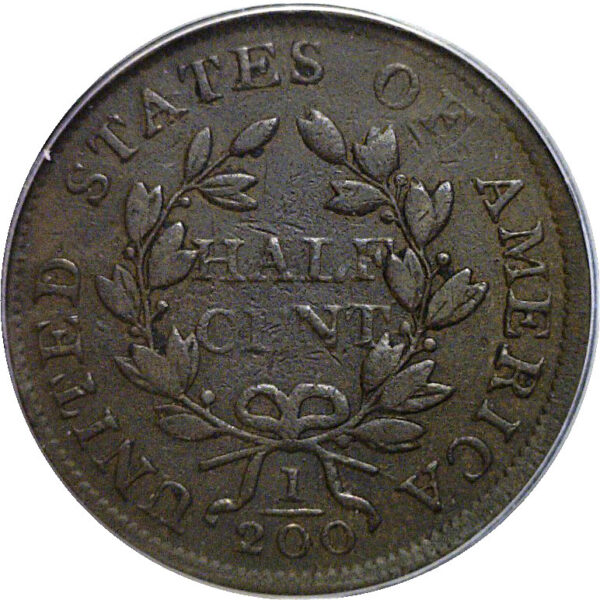 1802/0 Half Cent  - PCGS  F-15.  CAC - Image 3