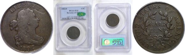 1802/0 Half Cent  - PCGS  F-15.  CAC