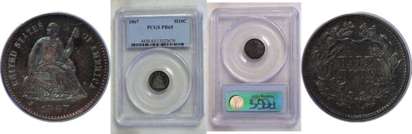 1867 Seated Liberty Half Dime. -    PCGS PR-65