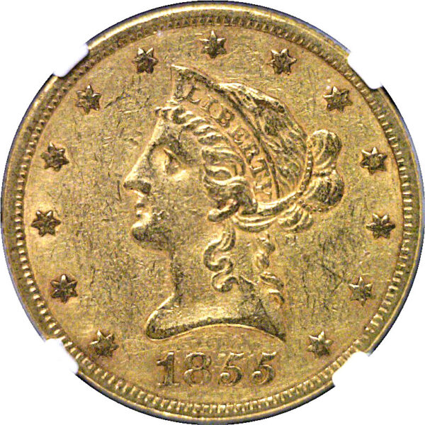 1855 $10 Liberty  -  NGC AU-53  CAC - Image 2